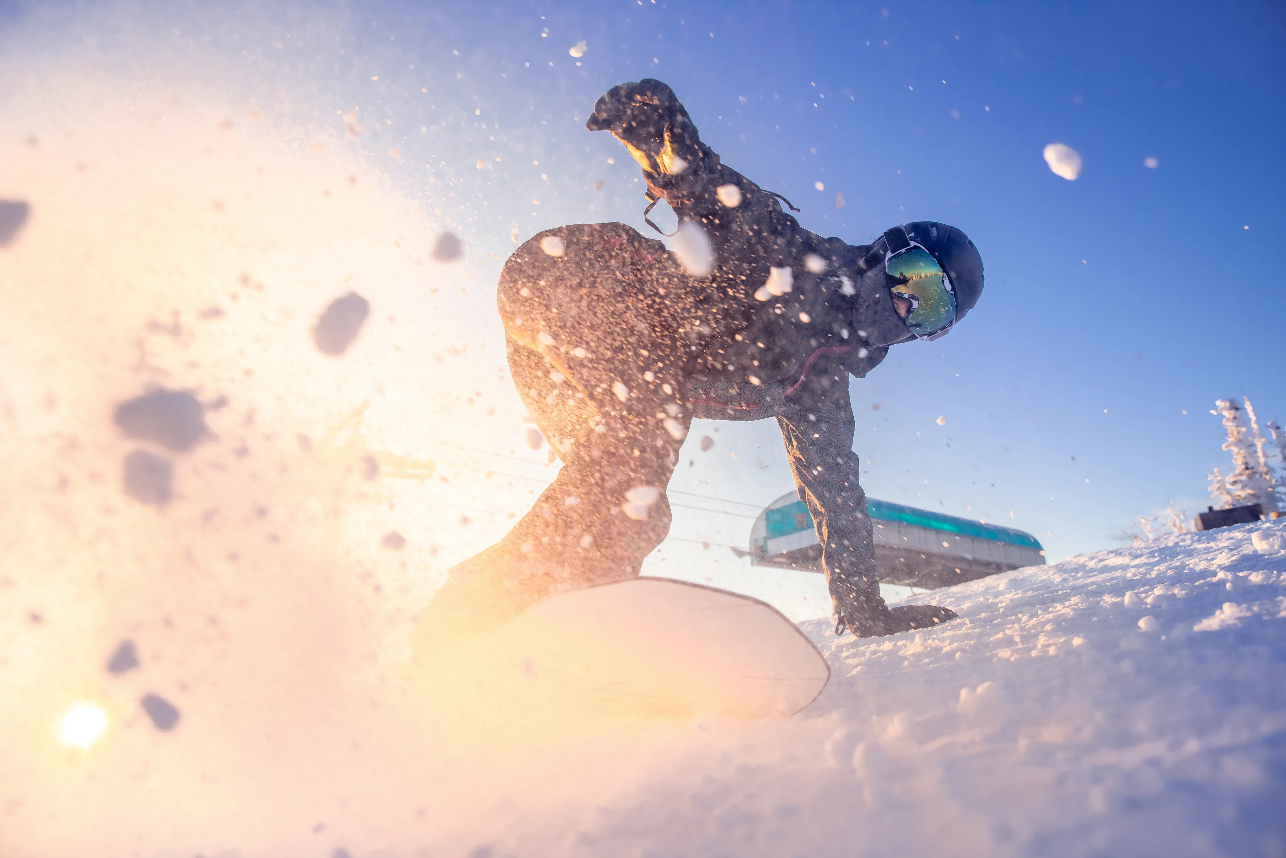 Snowboarder in action